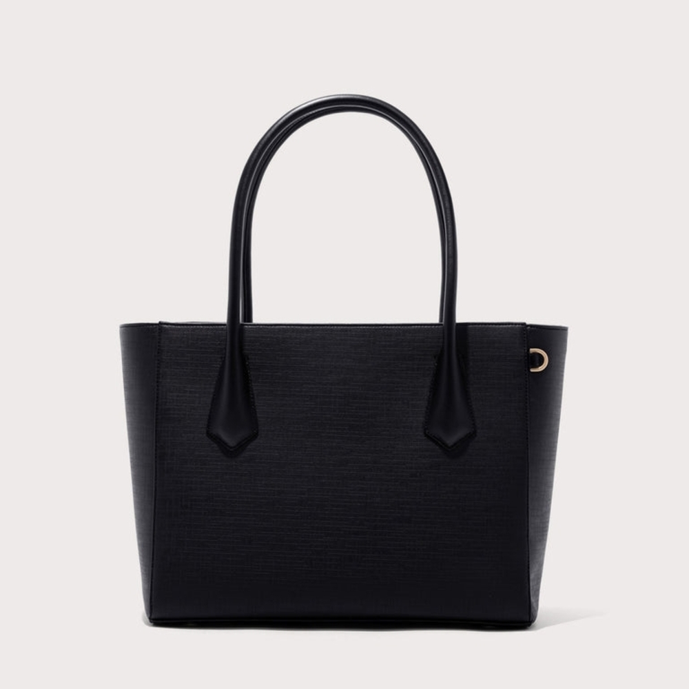 Dagne Dover Black Structured Tote with Gold Accent